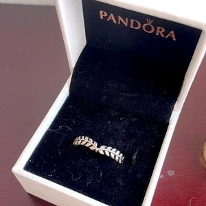 Wheat Grains Wishbone Ring Pandora Size 8.5